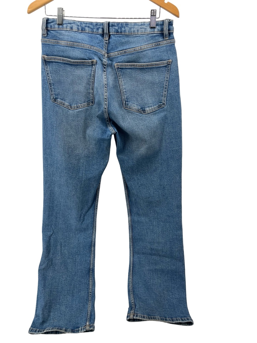 Zara High Rise Flare Jeans Women’s Size 10 Blue Stretch Denim 32” Inseam - Picture 3 of 9